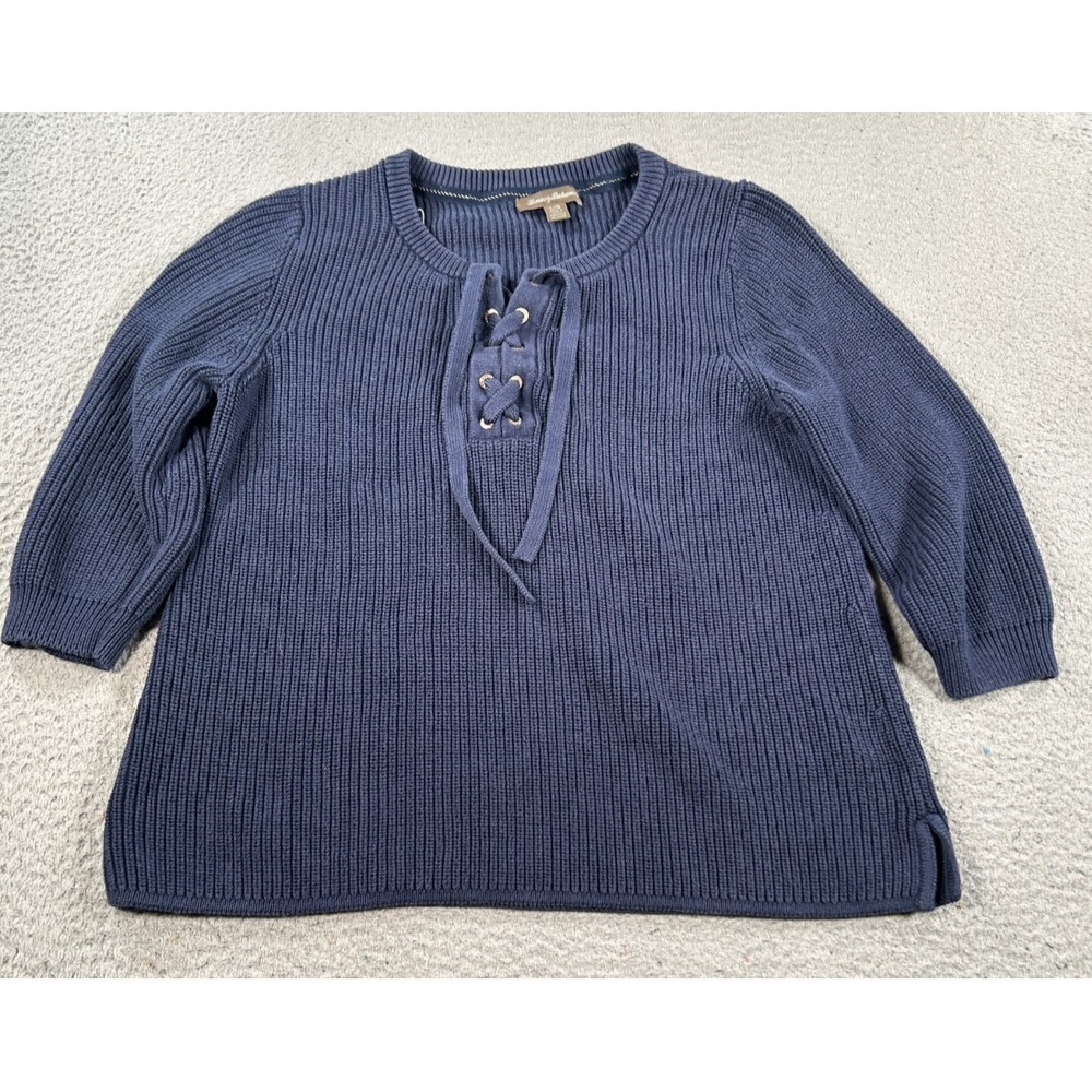 Tommy Bahama Sweater Women's Large Blue Ribbed Casual Preppy Stretch‎